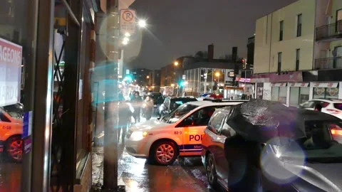 Police van almost hit a young jew Stock Footage 138651674
