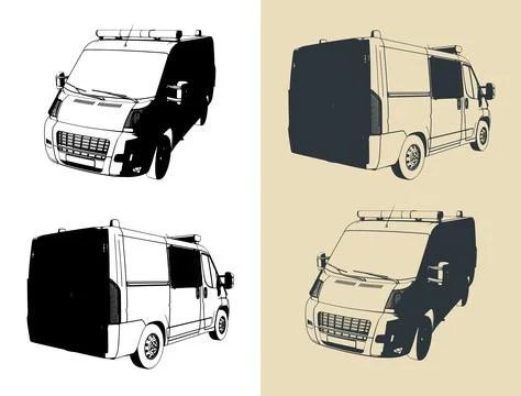 Police van illustrations Illustrazione stock