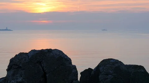 Police vessel at sunset Stock Footage 74357503