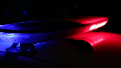 Police Warning Light Flashing in Darkness Stock Footage 344911101