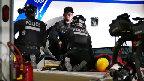 Police with wilder mask Stock Footage 120095482