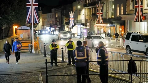 Police In Windsor Before Funeral Stock Footage 211394232