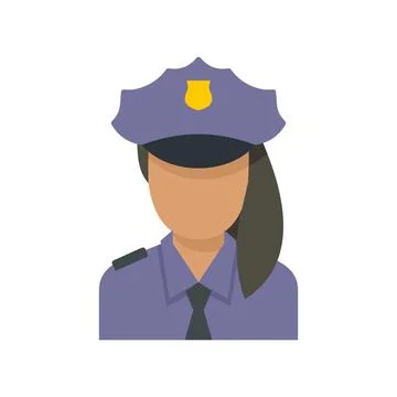 Police woman border icon flat isolated vector Stock Illustration