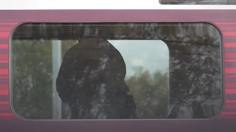 Police work continues at scene of train knife attack Stock Footage 320359868