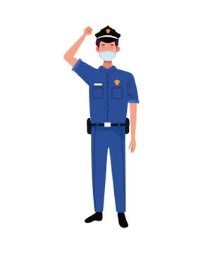 Police worker using face mask for covid 19 스톡 일러스트