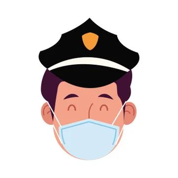 Police worker using face mask for covid 19 Stock Illustration