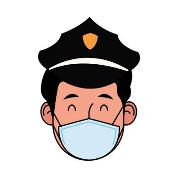 Police worker using face mask for covid 19 Illustrazione stock