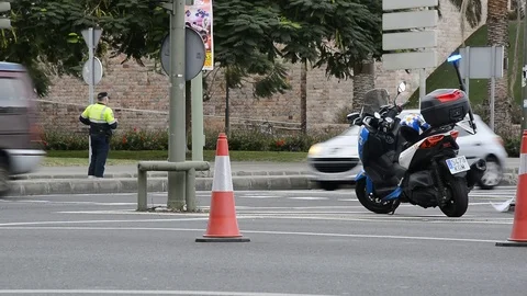Police working with moto Video stock 119891872