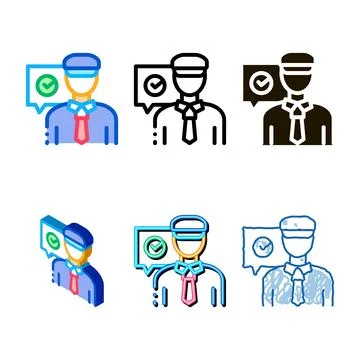 Policeman access icon vector pack outline Stock Illustration
