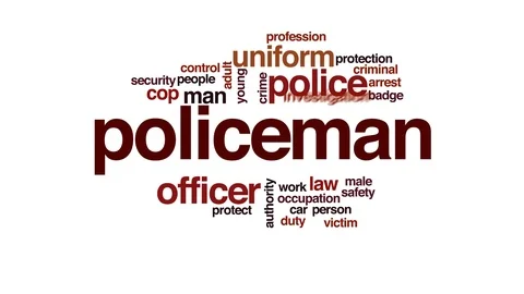 Policeman animated word cloud, text design animation. Stock Footage 72751671