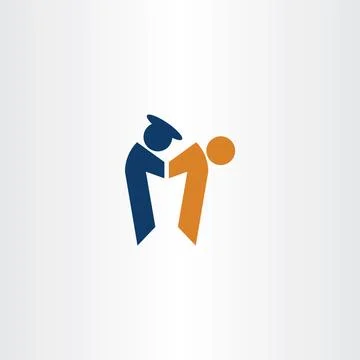 Policeman arrest criminal vector icon logo Stock Illustration