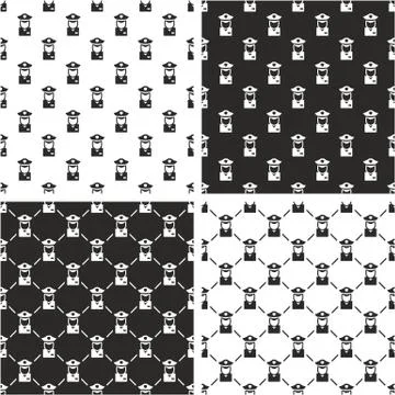 Policeman Avatar Seamless Pattern Set Stock Illustration