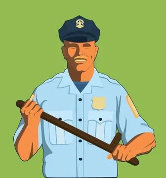 Policeman with Baton Stock Illustration