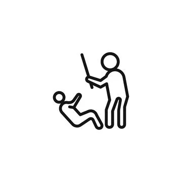 Policeman beating Protest icon logo sign vector outline Stock Illustration