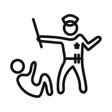 Policeman beating Protest icon mark in filled style Stock Illustration