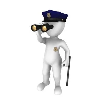 Policeman with binoculars Stock Illustration