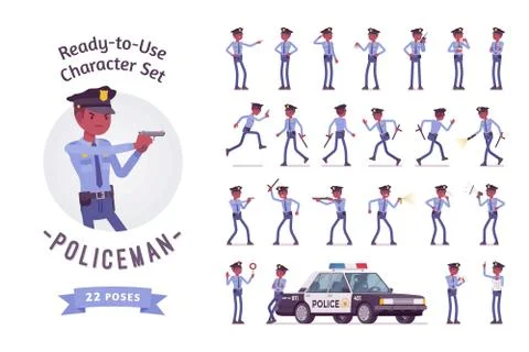 Policeman character creation set Stock Illustration