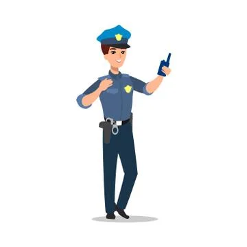 Policeman character set. Full length officer, different views, emotions, gest Stock-Illustration