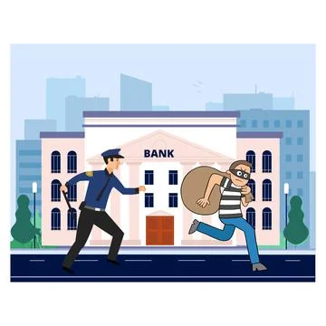 POLICEMAN CHASING THIEF Stock Illustration