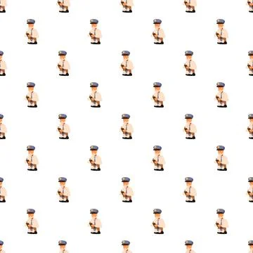 Policeman with clipboard simple cartoon pattern background Stockillustratie