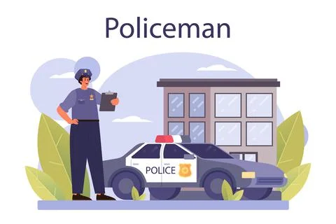 Policeman concept. Detective making interrogation investigating a crime Illustrazione stock