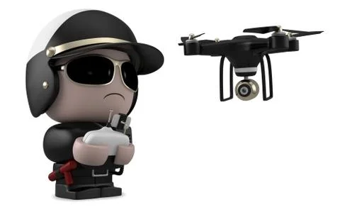 Policeman with drone. Stock Illustration
