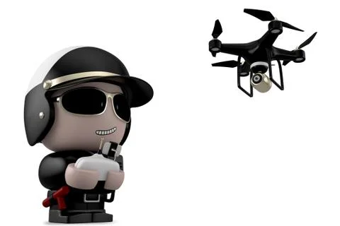 Policeman with drone. Stock Illustration