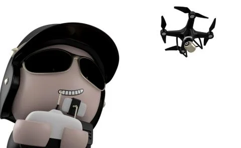 Policeman with drone. Stock Illustration