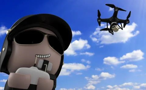 Policeman with drone. Stock Illustration