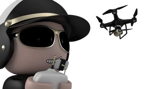 Policeman with drone. Stock Illustration