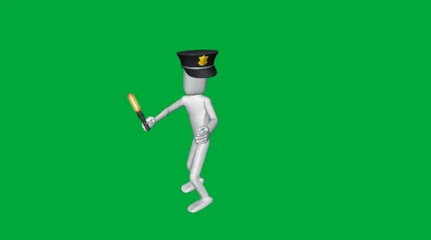 Policeman Figure Beating with Baton: Loop + Matte Video stock 68953578