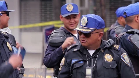 Policeman guards the disaster zone, affected by the earthquake Video stock 80311353