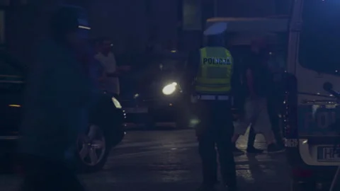 A policeman guards the traffic. Video stock 124824595