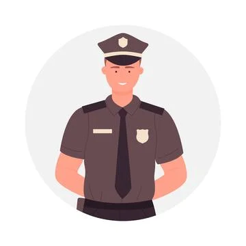Policeman with hands behind back Stock Illustration