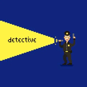 Policeman holding a flashlight in one hand and a gun in the other Иллюстрация