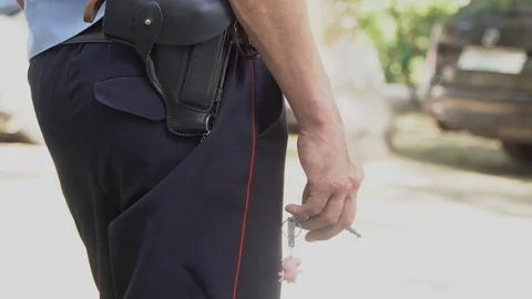 A policeman with a holster Stock Footage 116403087