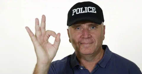 Policeman Interview Presentation Ok Sign Agree Attitude Law and Protect Activity Stock Footage 83691691