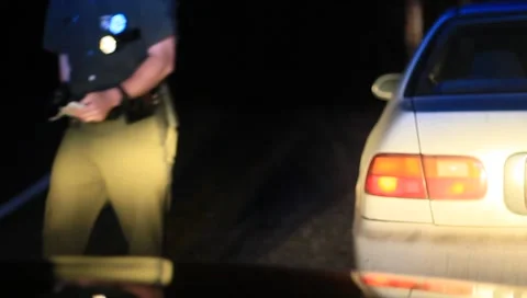Policeman Makes Traffic Stop Stock Footage 4884601