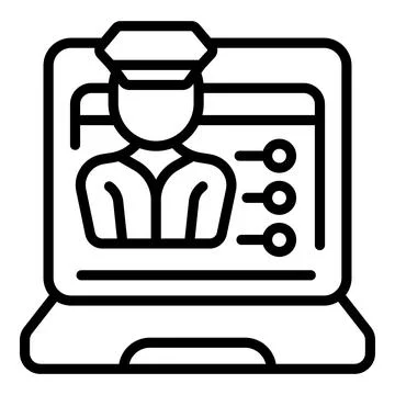 Policeman managing online security settings on a laptop Stock Illustration