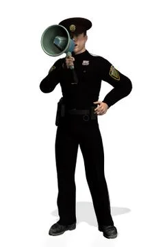 Policeman with Megaphone 2 Stock Illustration