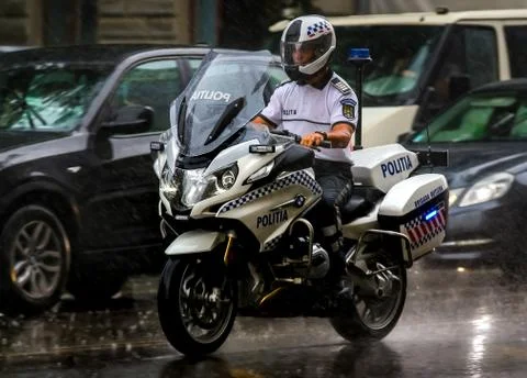 Policeman on motorcycle Foto stock