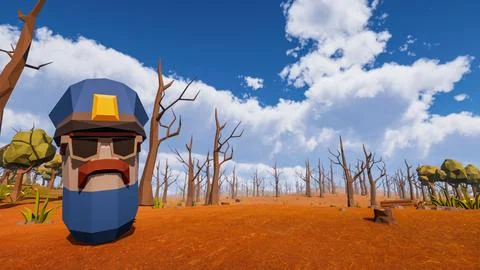 A policeman with a mustache in a virtual setting and with a natural backgro.. Stock Illustration