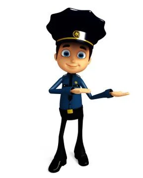 Policeman with presentation pose Illustrazione stock