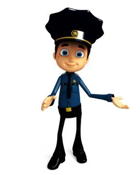 Policeman with presentation pose 스톡 일러스트