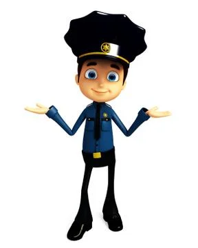 Policeman with presentation pose Stock Illustration