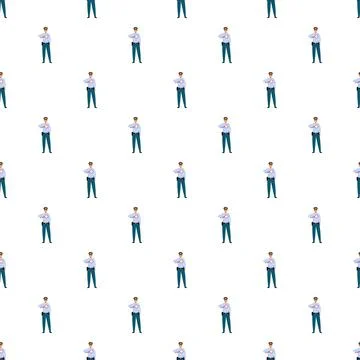 Policeman showing a stop sign seamless pattern background Illustrazione stock