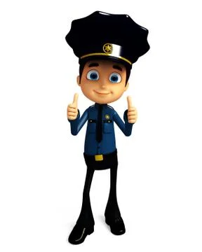 Policeman with thumbs up pose Stock Illustration