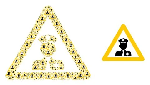 Policeman Warning Collage of Policeman Warning Items and Original Icon Illustrazione stock