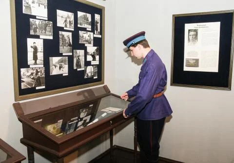 A policeman at the window. Stock Photos