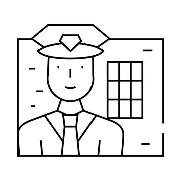 Policeman worker line icon vector illustration flat Stock Illustration